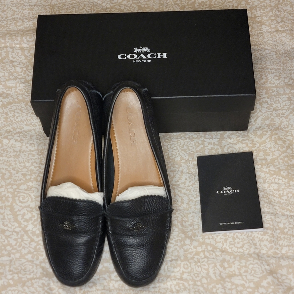 Women's COACH Odette Black Pebble Grain Leather Loafer, 9.5M